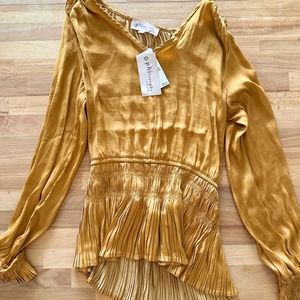 Women's Philosophy XS long sleeve silk pleated top
